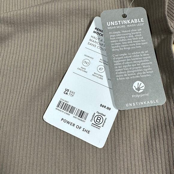 Athleta Renew Seamless Mock Neck Top Pyrite Women's Size XXS New With Tags - Picture 8 of 11